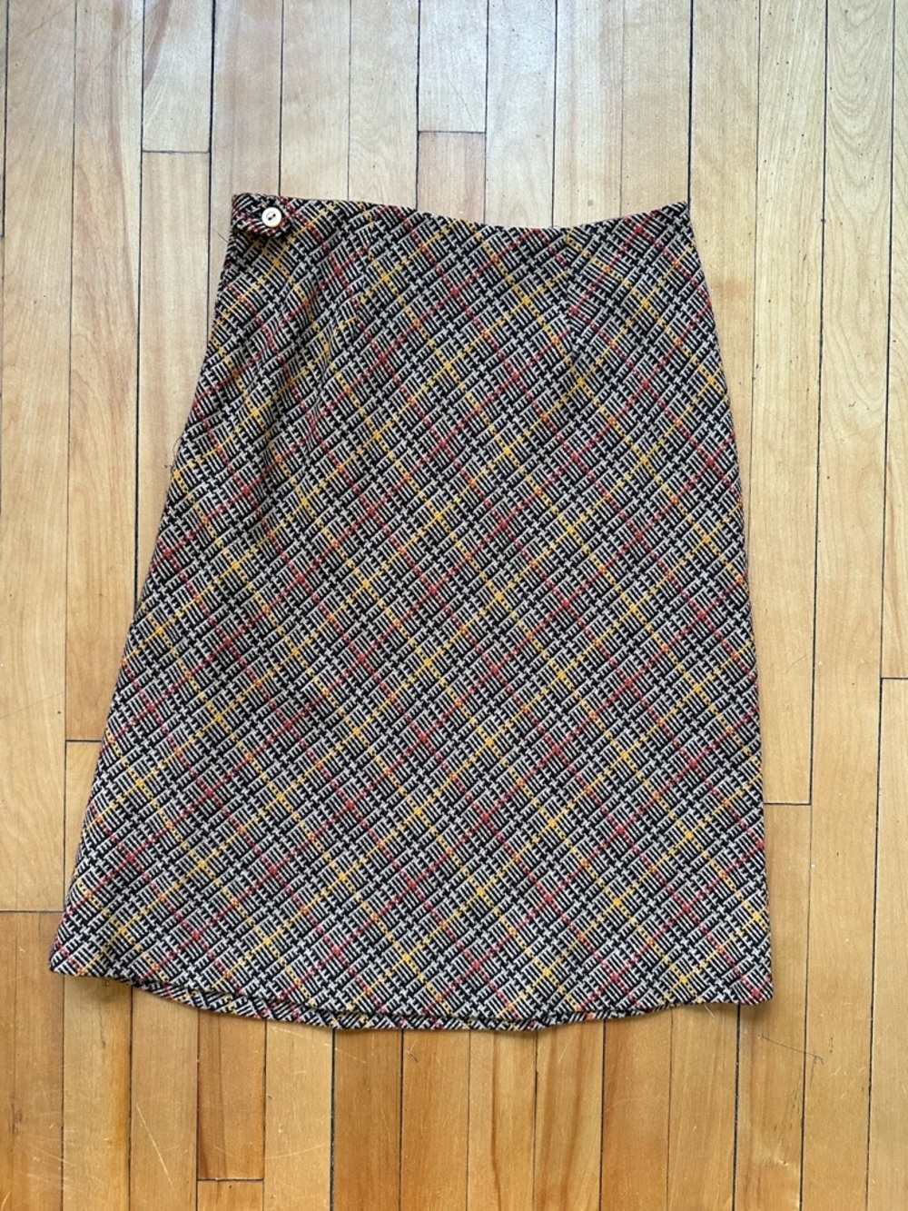 Classic Plaid A-Line Skirt in Black, Yellow & Red